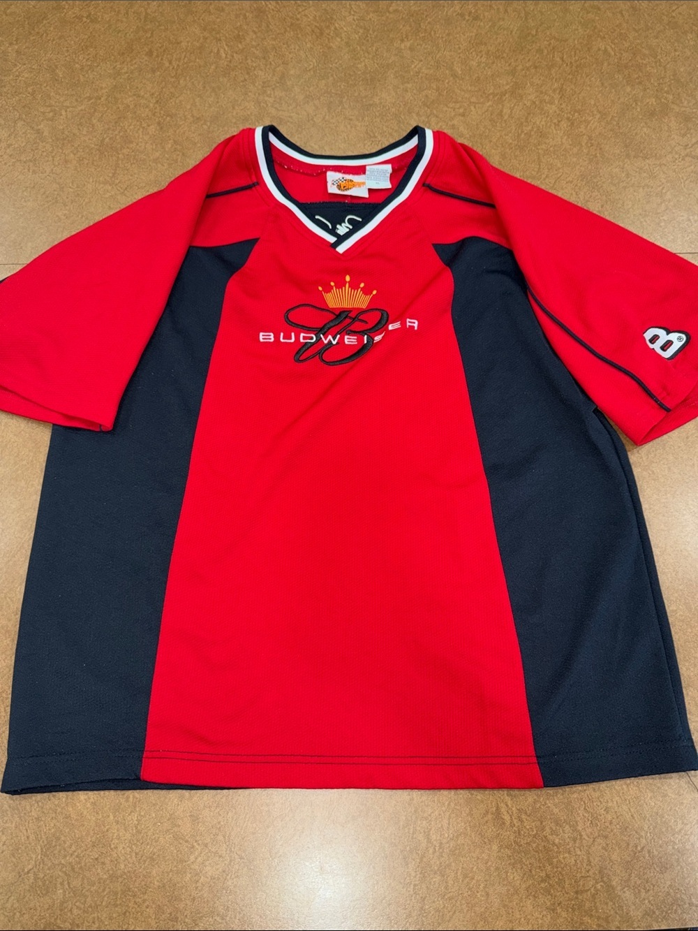 Winner Circle Budweiser Red and Black V-Neck Jersey with Crown Emblem • Size XL